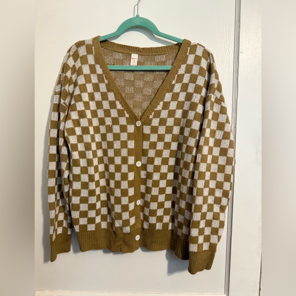 Romwe Checkered Cardigan size small